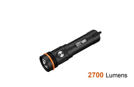 Acebeam D20 Dive Light-2700Lumens-296m on land-200m Depth Rated (NEW)