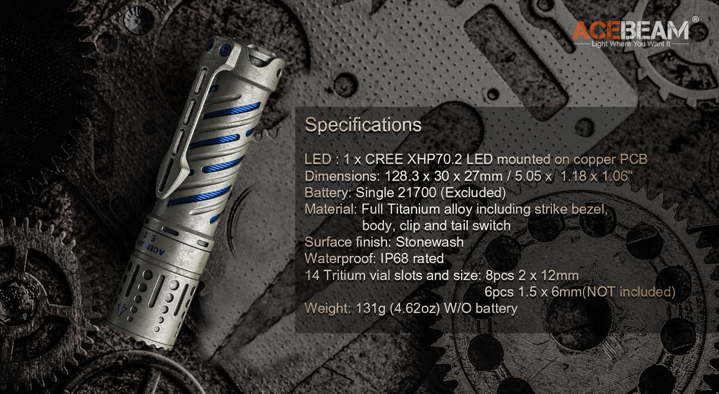 Acebeam E70 Titanium EDC Flashlight-4000 lumen/220m