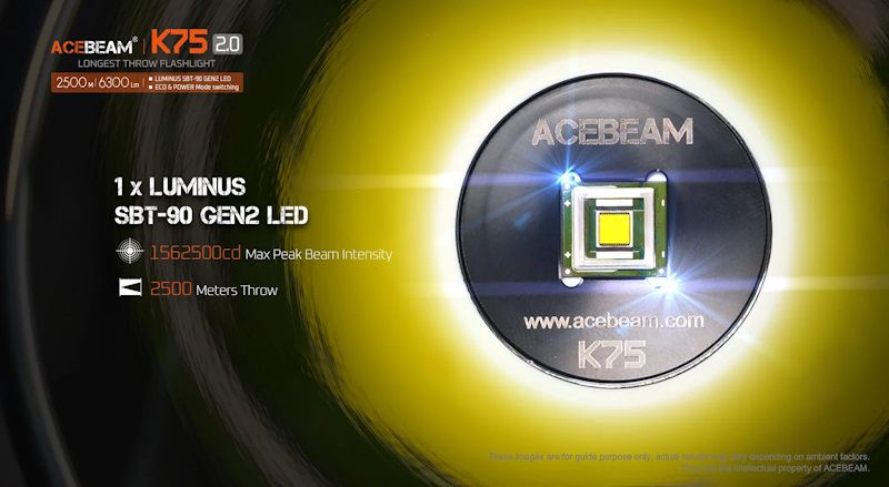 Acebeam K75 2.0 Longest throw Flashlight- 6300 lumen - 2500 meter (NEW!!!!)