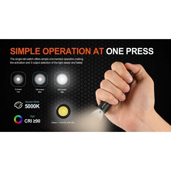Acebeam Pokelit AA Pocket EDC Flashlight-550 Lumens/86m (NEW)(Black,Orange,OD Green)