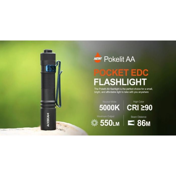 Acebeam Pokelit AA Pocket EDC Flashlight-550 Lumens/86m (NEW)(Black,Orange,OD Green)
