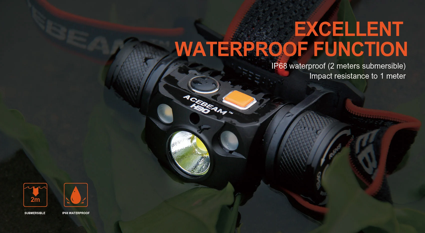 Acebeam H30 2.0 Brightest Headlamp - 4000 Lumens (Red+UV)