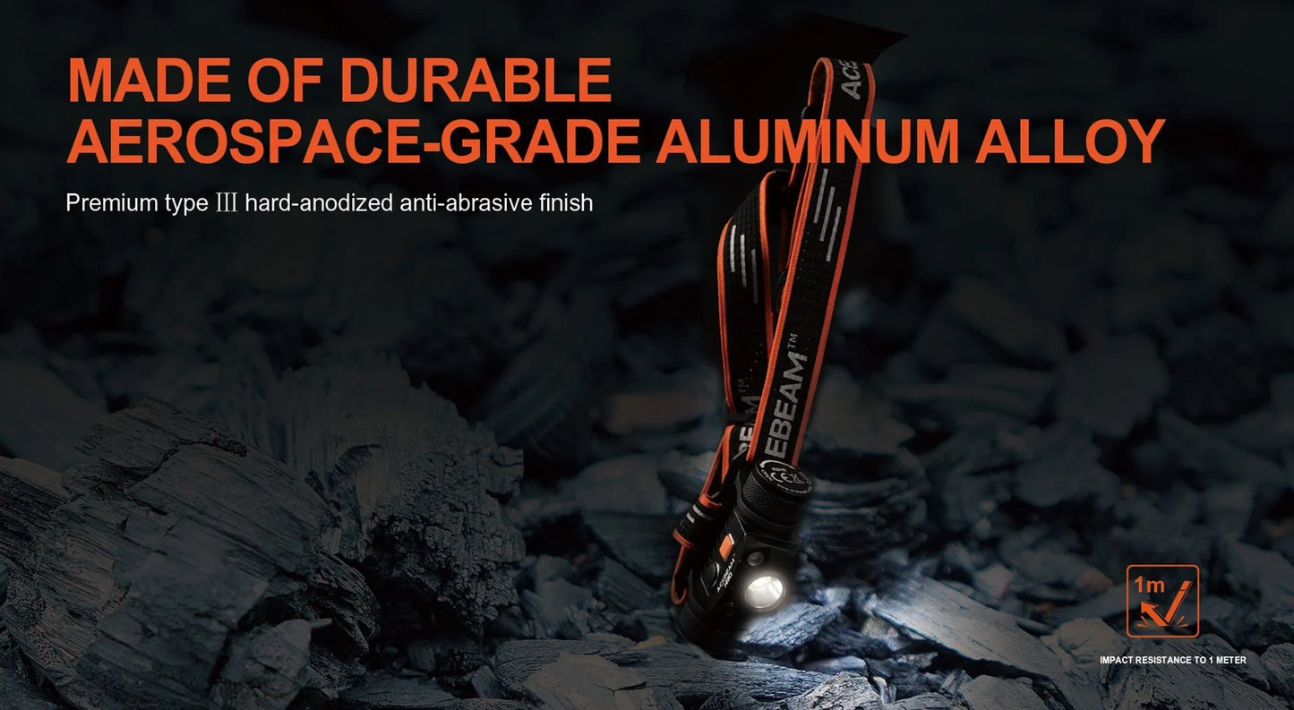 Acebeam H30 2.0 Brightest Headlamp - 4000 Lumens (Red+UV)