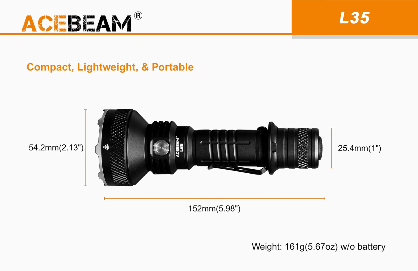 Acebeam L35 Cree LED Tactical Flashlight - 5000 Lumen