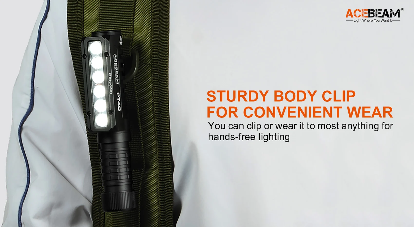 Acebeam PT-40 Multipurpose Work Flashlight & L-shape Headlight - 3000 Lumens