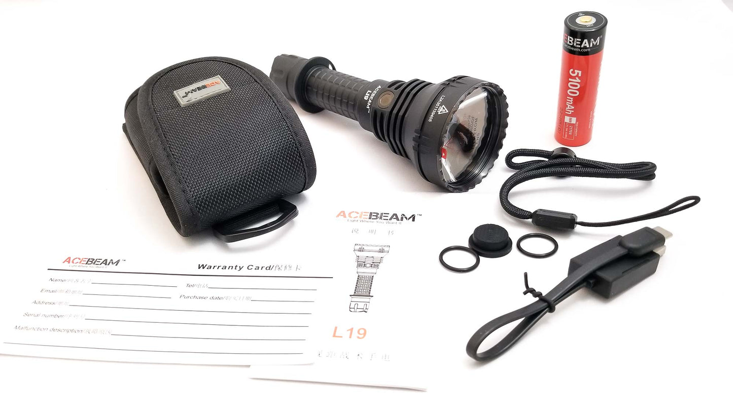 Acebeam L19 2.0 LED Tactical Long-Range Flashlight - 2200 Lumen (NEW)
