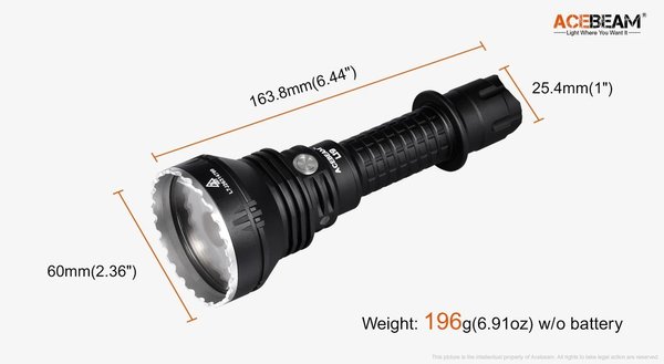 Acebeam L19 2.0 LED Tactical Long-Range Flashlight - 2200 Lumen (NEW)